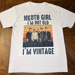 Jerzees White Vintage NKOTB Graphic Tee